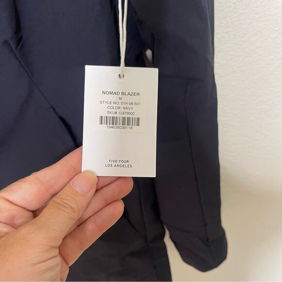 NWT Five Four Nomad Blazer In Navy Blue Casual Nylon Fabric Stretch Snap Front M - Picture 6 of 9